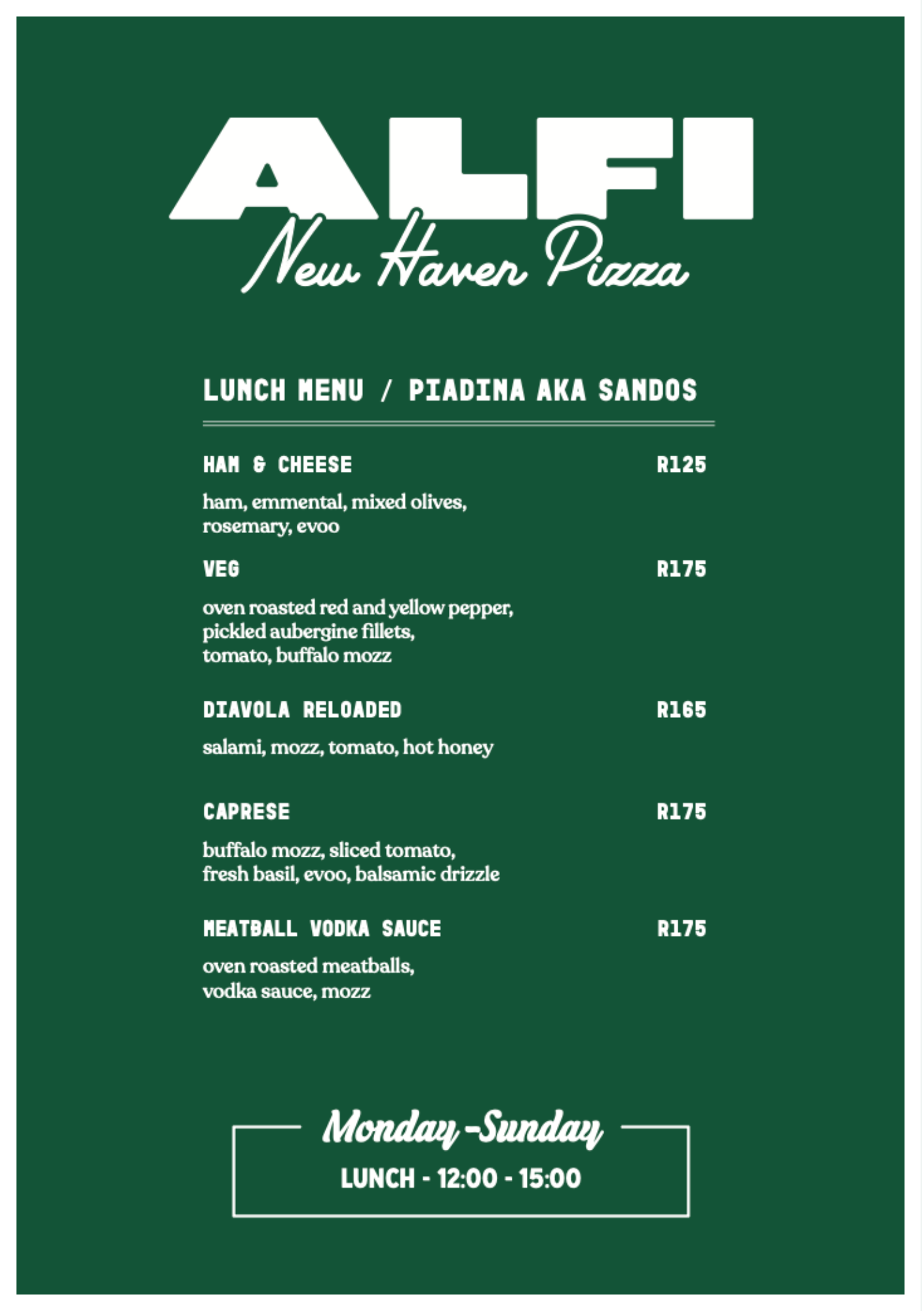 Alfi Menu Page 1